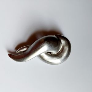 Modern Abstract Brushed Stainless Steel Signed Marla Buck Large Pin Brooch 3"Bag